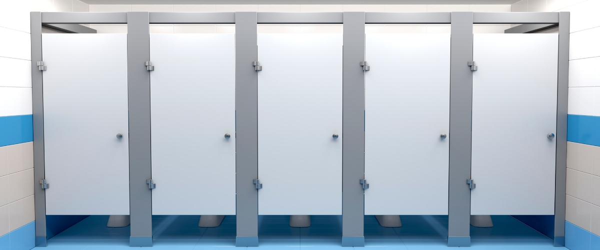 What materials are toilet cubicles made from?