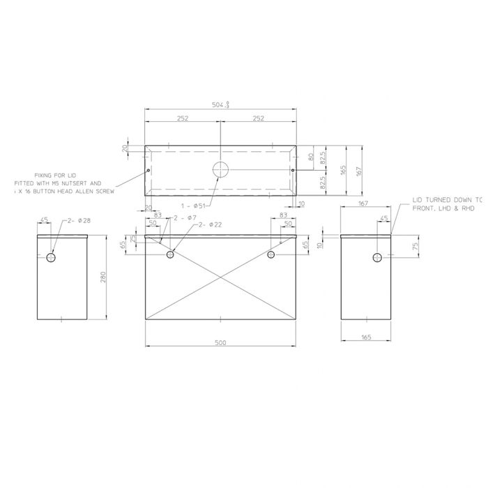 Stainless Zaragoza Stainless Steel Cistern - Drawing | Pland