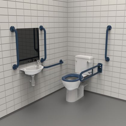 NymaPRO Rimless Close Coupled Doc M Toilet Pack with Exposed Fixings - Dark Blue