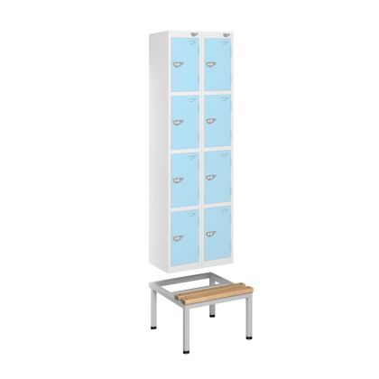 Steel Locker Stand with Seat for 2 Units | Commercial Washrooms