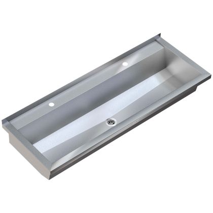 KWC DVS | Planox 1200mm stainless steel washtrough with 2 tap holes | Commercial Washrooms