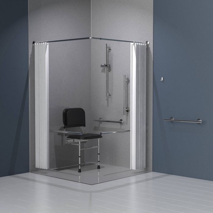 Polished Stainless Steel Rail Only Doc M Shower Pack with Luxury Grab Rails