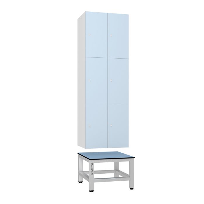 Aluminuim Locker Stand with Seat for 2 Units | Commercial Washrooms