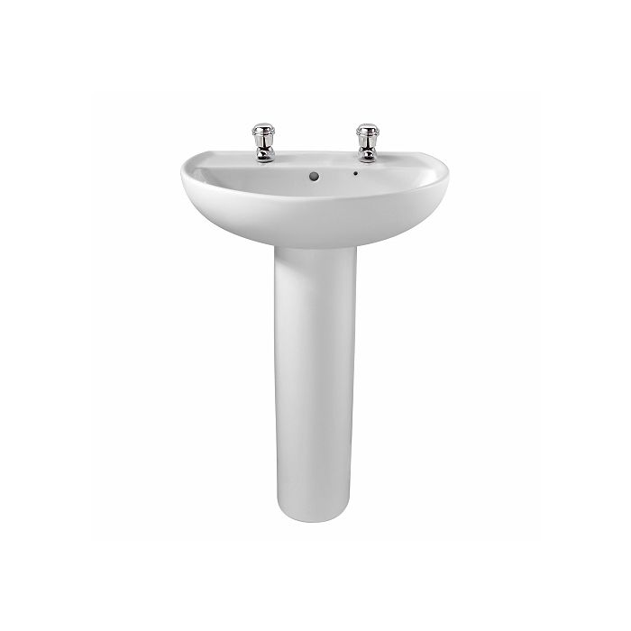 Twyford Alcona Wall Hung Wash Basin 500mm - 2 Tap Holes