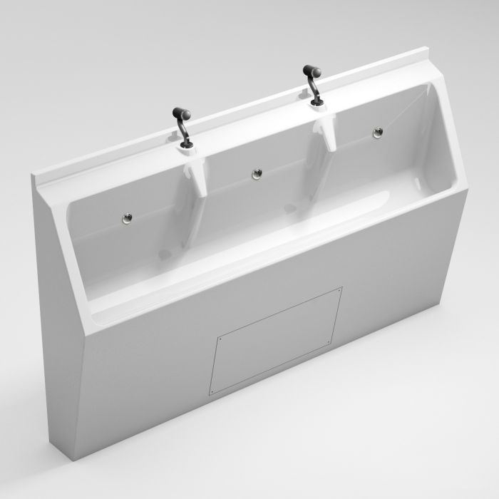 White GRP Three User Floor Standing Urinal Trough