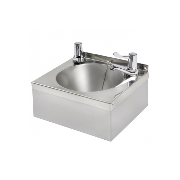 KWC DVS Model “A” Square Polished Stainless Steel Washbasin - With Lever Taps