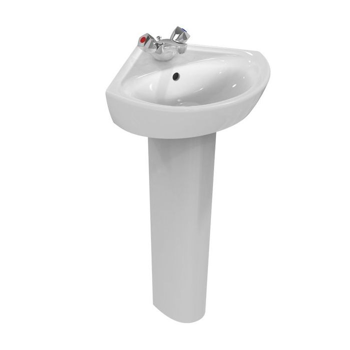 Armitage Shanks Sandringham 21 48cm Corner Washbasin 1 Taphole with Overflow | Commercial Washrooms