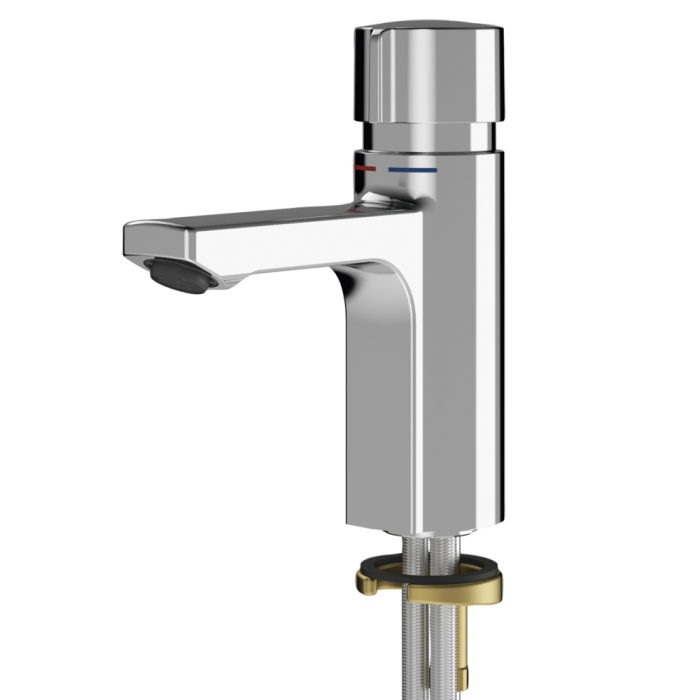 KWC DVS F5S Self-Closing Pillar Tap with Temperature Control