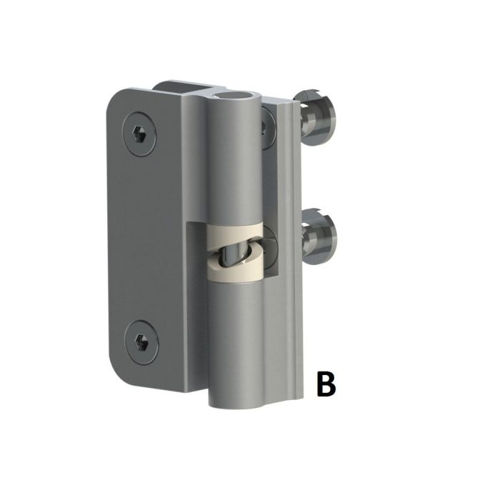 Satin Anodised Cubicle Hinge (Pair) with 2 T-Nut Fixings 