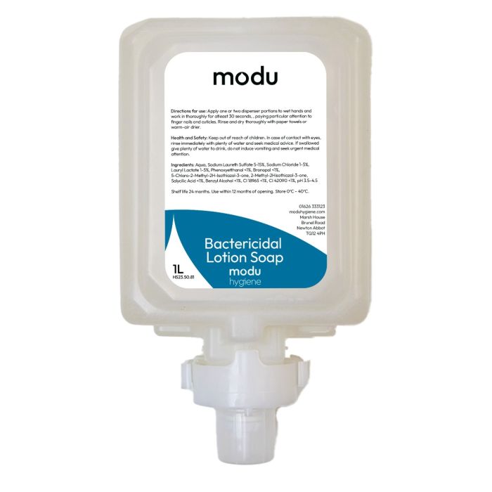 MODU 6 x 1L Bacterial Lotion Soap Cartridges for Soap Dispensers | Commercial Washrooms