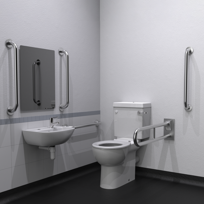 Fitzroy Of London Premium Rimless Close Coupled Doc M Toilet Pack with Lockable Cistern Lid and Concealed Fixings