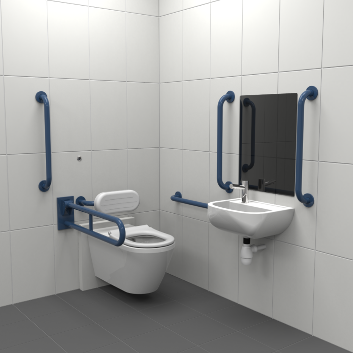 Fitzroy Of London Infrared Premium Rimless Wall Hung Doc M Toilet Pack - Left Handed, Dark Blue | NymaCARE