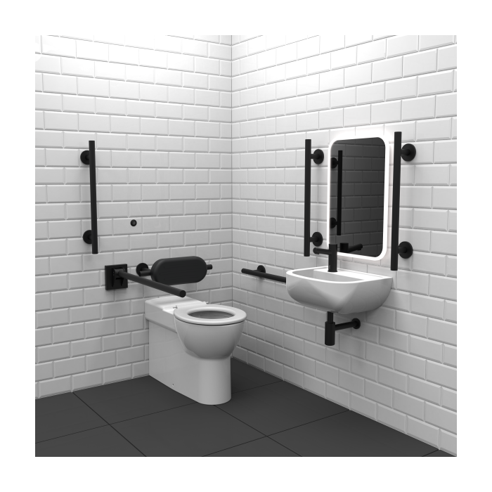 Fitzroy Of London Infrared Premium Rimless Luxury Back To Wall Doc M Toilet Pack - Left Handing, Matt Black | NymaSTYLE