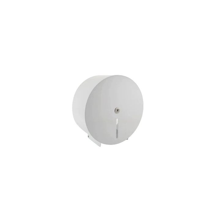 White Metal Toilet Roll Dispenser - 10" Mini Jumbo, Standard Core | Commercial Washrooms