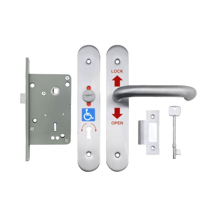 RADAR Disabled Door Lockset In Polished Aluminium 