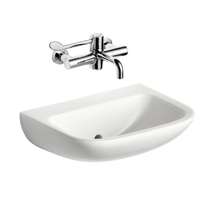 Armitage Shanks HTM64 Contour 21 (50cm) Back Outlet Wash Hand Basin Bundle