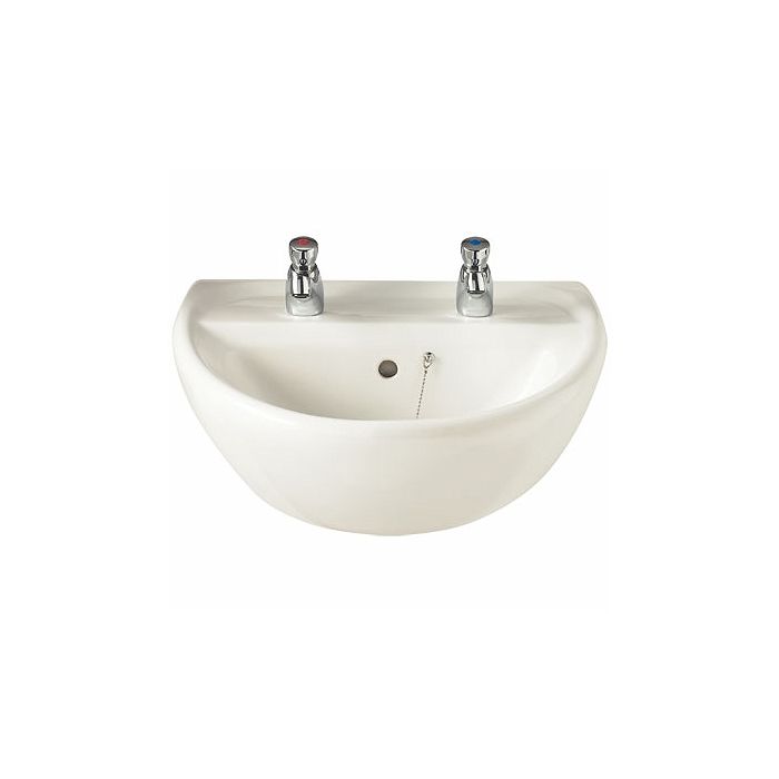 Twyford Sola 500mm Washbasin - 2 Tap Hole