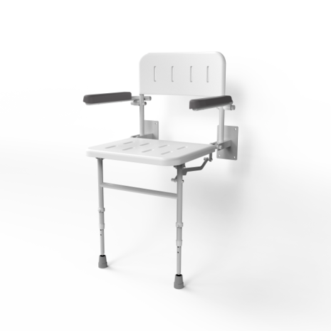 Fitzroy Of London Wall Mounted Shower Seat with Back, Arms and Legs