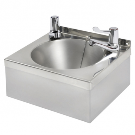 KWC DVS Model “A” Square Polished Stainless Steel Washbasin - With Lever Taps