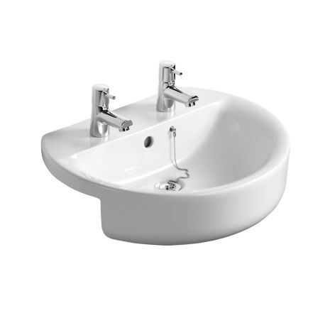 Ideal Standard Concept Sphere 55cm Semi-Countertop Washbasin - 2 Tap Holes