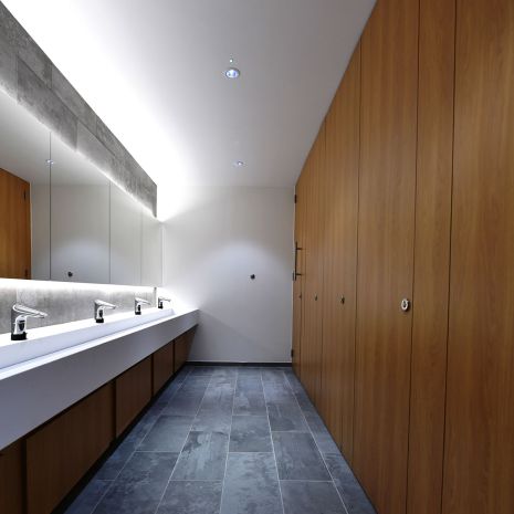 Flush Fronted Full Height HPL Toilet Cubicles