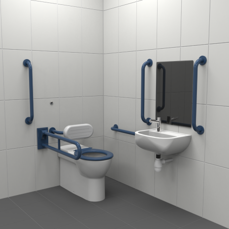 Fitzroy Of London Infrared Premium Rimless Back To Wall Doc M Toilet Pack - Left Handed, Dark Blue | NymaCARE