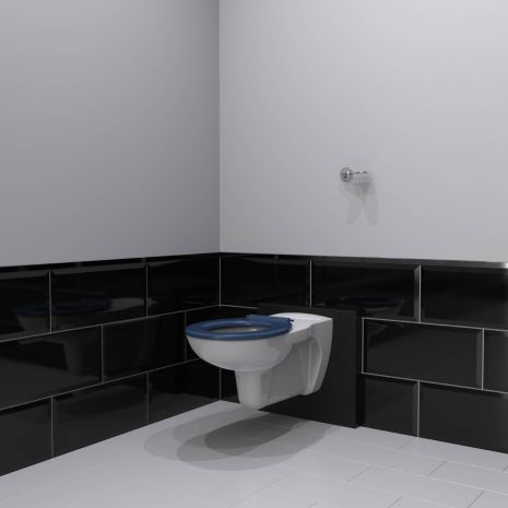 Fitzroy Of London Wall Hung Doc M Toilet with Pan, Cistern and Ring Only Seat - Dark Blue | Commercial Washrooms