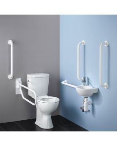 Armitage Shanks Monaco 2 Doc-M Close Coupled Toilet Pack with Thermostatic Valve and White Grab Rails | Commercial Washrooms