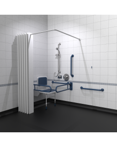 Fitzroy Of London Concealed Valve Stainless Steel Doc M Shower Pack with Concealed Fixing Grab Rails - Dark Blue | Commercial Washrooms