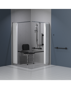 Fitzroy Of London Exposed Valve Doc M Shower Pack With Luxury Concealed Fixing Grab Rails - Matt Black | Commercial Washrooms