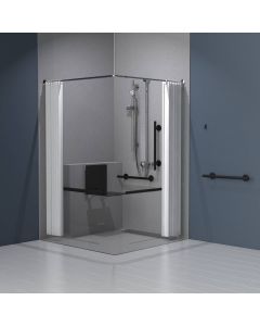 Fitzroy Of London Exposed Valve Doc M Shower Pack with Luxury Grab Rails - Matt Black | Commercial Washrooms