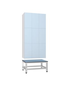 Aluminuim Locker Stand with Seat for 3 Units | Commercial Washrooms