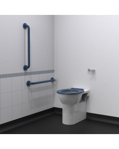 Fitzroy Of London Back to Wall Ambulant Doc M Toilet Pack with Stainless Steel Concealed Fixings - Dark Blue | Commercial Washrooms