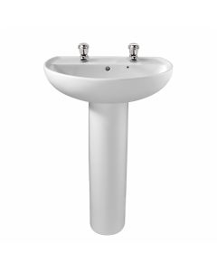 Twyford Alcona Wall Hung Wash Basin 500mm - 2 Tap Holes