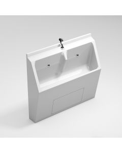 White GRP Two User Floor Standing Urinal Trough