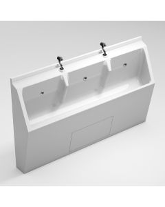 White GRP Three User Floor Standing Urinal Trough