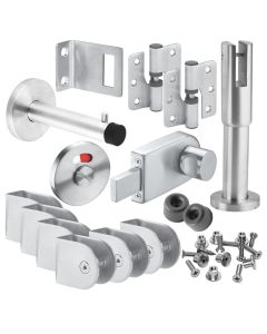 Stainless Steel Inward and Outward Opening Cubicle Hardware Pack - 13mm or 20mm Board Sizes