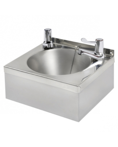 KWC DVS Model “A” Square Polished Stainless Steel Washbasin - With Lever Taps