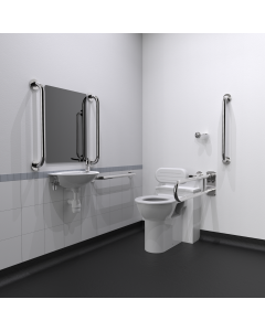 Back to Wall Doc M Toilet Pack with Polished Stainless Steel Grab Rails and TMV3