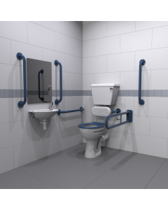 Fitzroy Of London Low Level Doc M Toilet Pack with Exposed Fixing Grab Rails - Dark Blue | NymaPRO