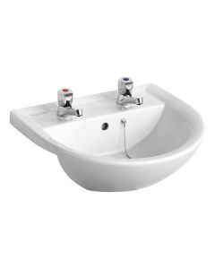 Armitage Shanks Sandringham 21 50cm Semi-Countertop Washbasin with 2 Tapholes Overflow and Chainstay | Armitage Shanks