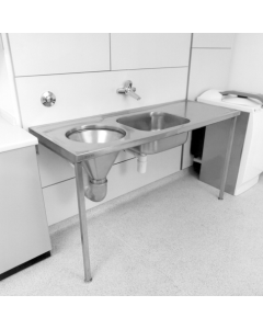 KWC DVS Stainless Steel DUHS Hospital Disposal Unit 1600mm Wide, Right Hand Drain, 2 Tap Holes 2