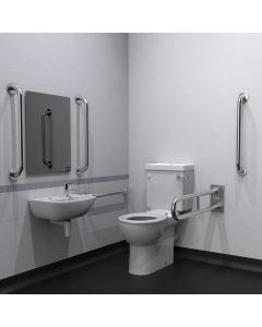 Fitzroy Of London Premium Rimless Close Coupled Doc M Toilet Pack with Lockable Cistern Lid and Concealed Fixings