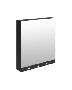 Delabie mirror cabinet with paper towel, hand drier, soap and sensor tap.