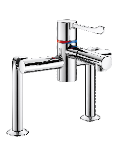 Delabie Securitherm BIOCLIP Pillar-mounted Thermostatic Sink Mixer Tap with Removable Spout | Commercial Washrooms