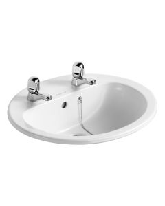 Armitage Shanks Orbit 21 55cm Countertop Washbasin – 2 Tap Holes, with Overflow and Chainstay Hole