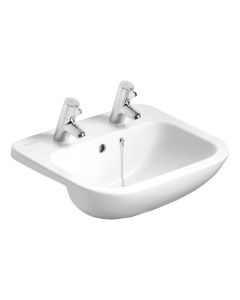 Armitage Shanks Profile 21 500mm Semi Recessed Washbasin - 2 tap holes with overflow and chainstay