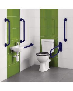 Armitage Shanks Monaco2 Doc-M Close Coupled Toilet Pack with Thermostatic Valve and Blue Grab Rails | Armitage Shanks