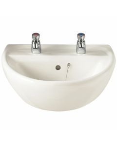 Twyford Sola 500mm Washbasin - 2 Tap Hole