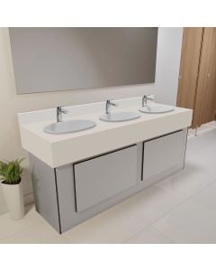 Solid Surface Vanity Unit with Inset Basins